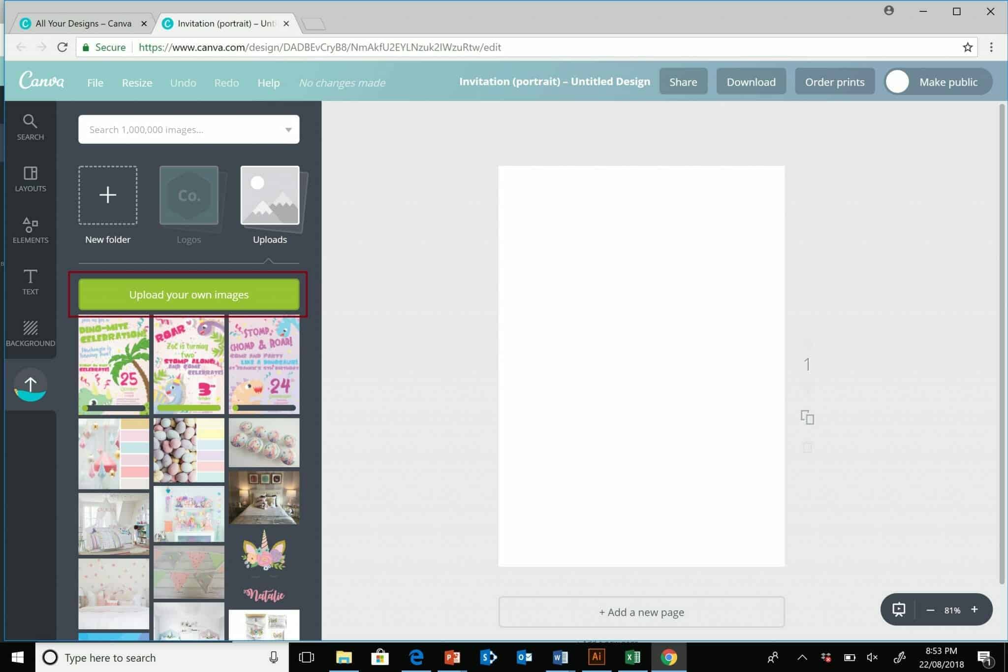 Canva upload images