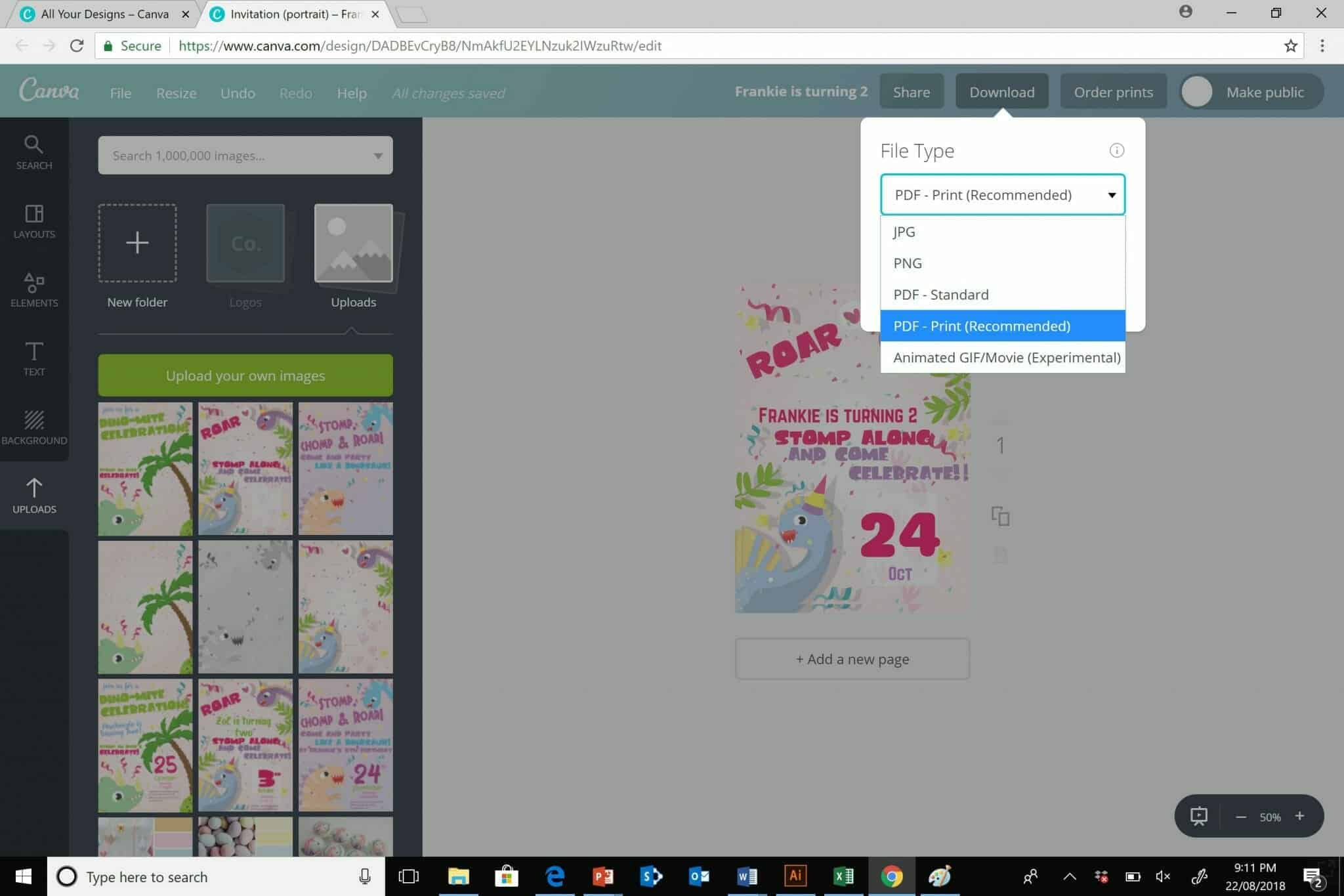 Canva Download a pdf