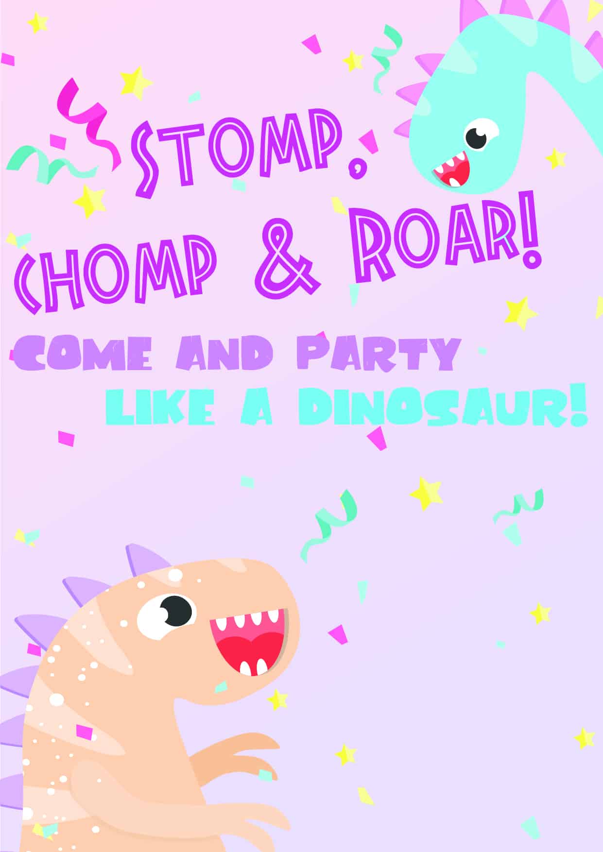 Dinosaur Birthday Invitations Free Printable * Party with Unicorns
