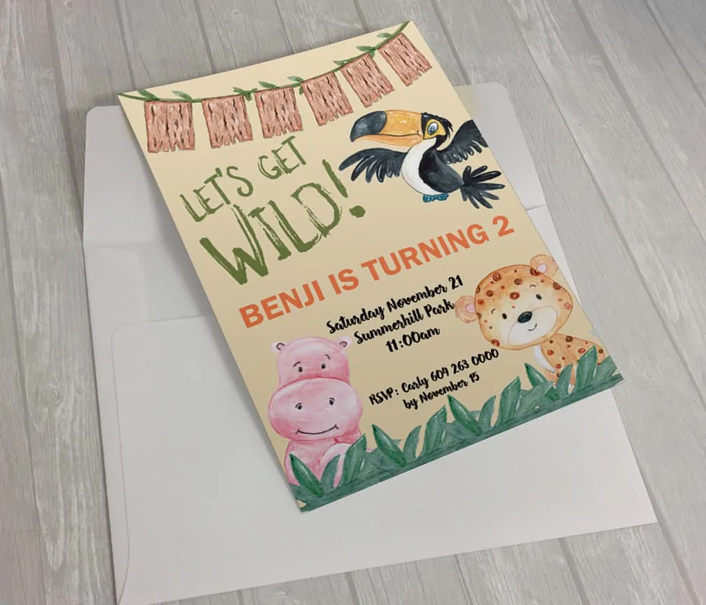 Jungle Birthday Party Invitations