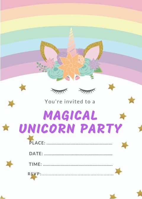 Unicorn Printable Birthday Template