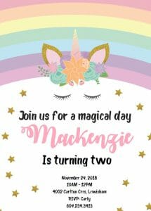 unicorn birthday invitations free printable party with