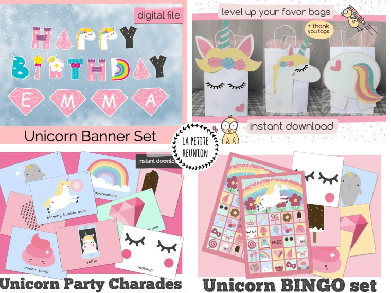 Printable Unicorn Party Favor Topper - TINSELBOX