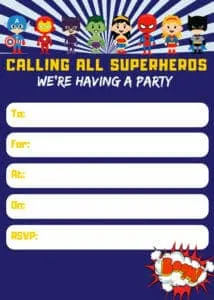 Superhero Printable Birthday Party Invitation