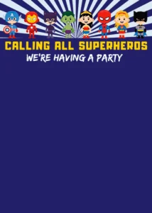 Superhero Printable Birthday Party Invitations