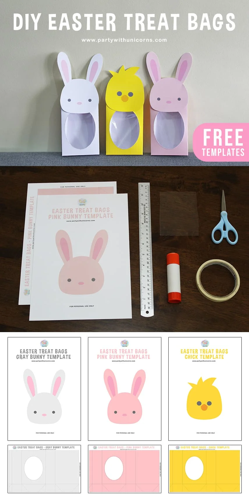 Bunny Paper Bag Craft Easter Printable Template - The Super Mom Life