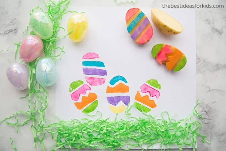 Potato Stamped Easter Eggs