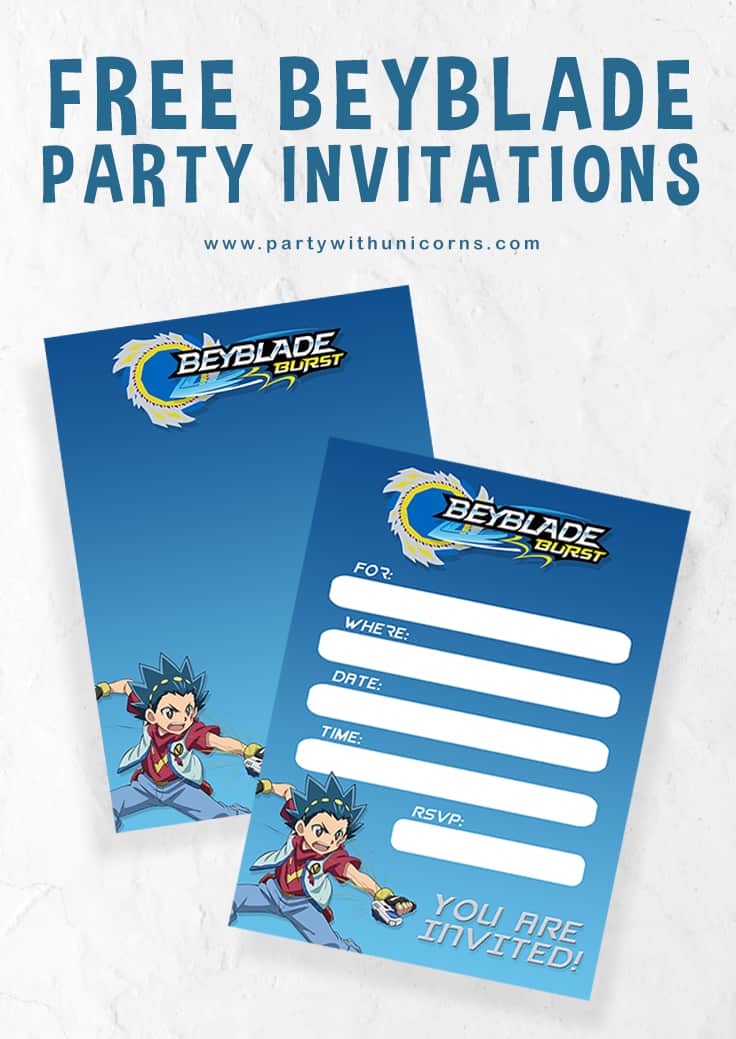 Beyblade Birthday Invitations Party With Unicorns