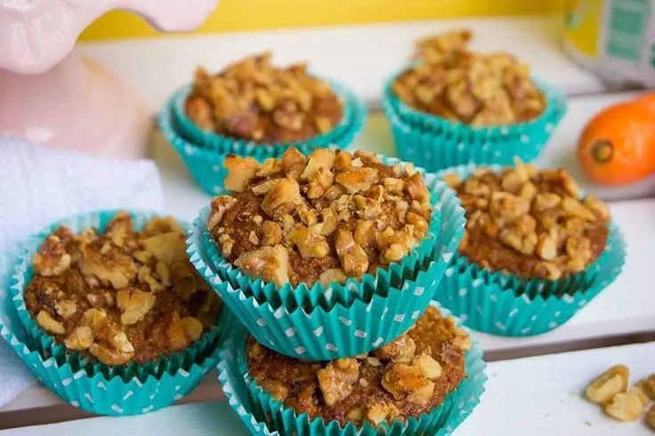 Easter Crunchy Walnut Topped Carrot Cake Muffins