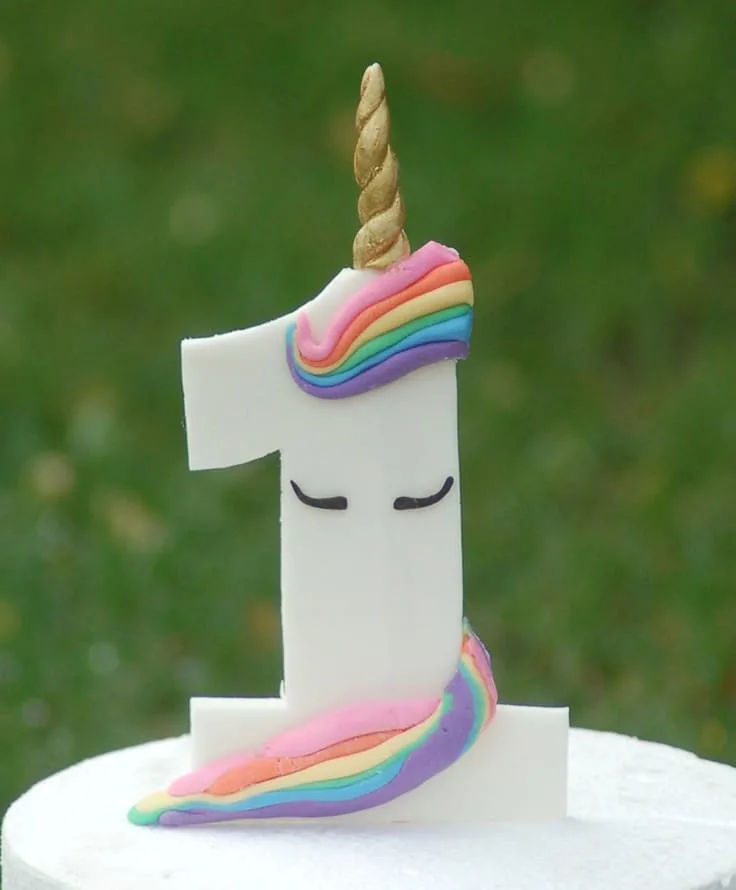 Unicorn Cakes Fondant cake topper - Number 1 unicorn topper