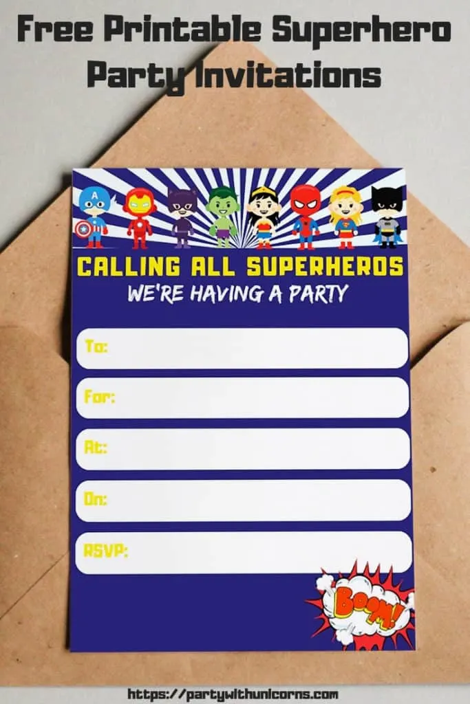Superhero Party invitations