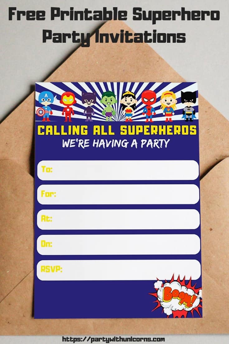 Free Superhero Invitation Template from partywithunicorns.com