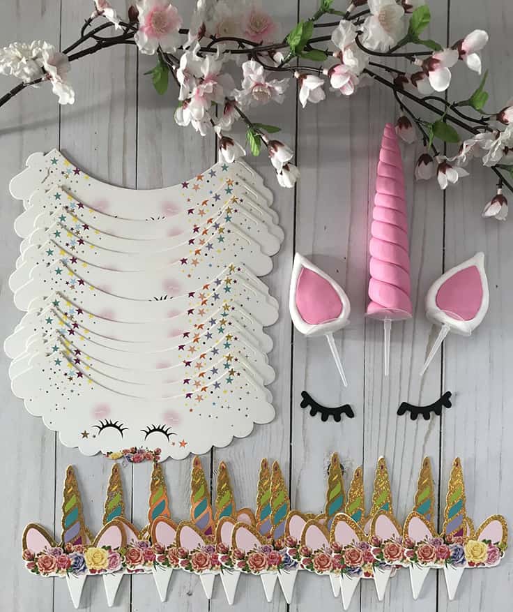 Handmade Unicorn Cake Topper & Cupcake Wrapper Set