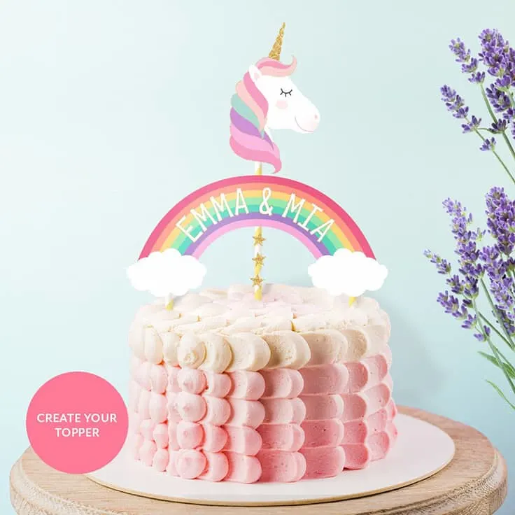 Personalized Unicorn Cake Topper Printable