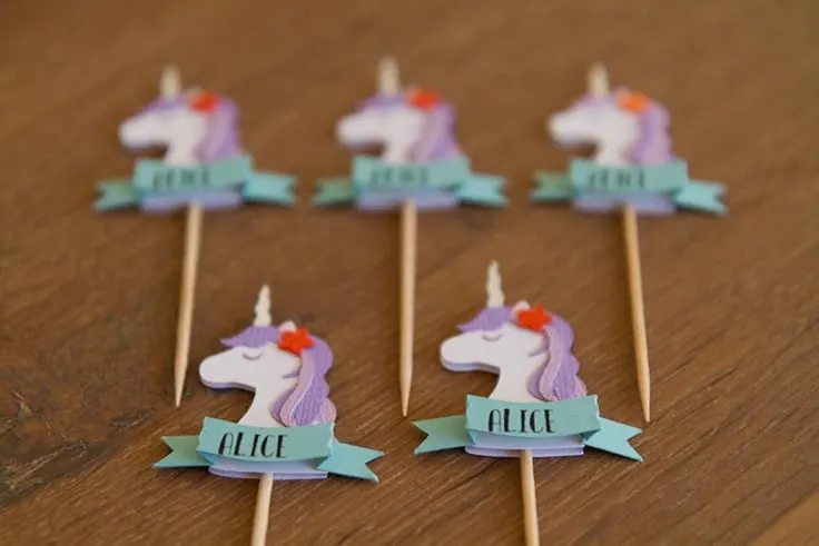 Personalized Unicorn cupcake toppers