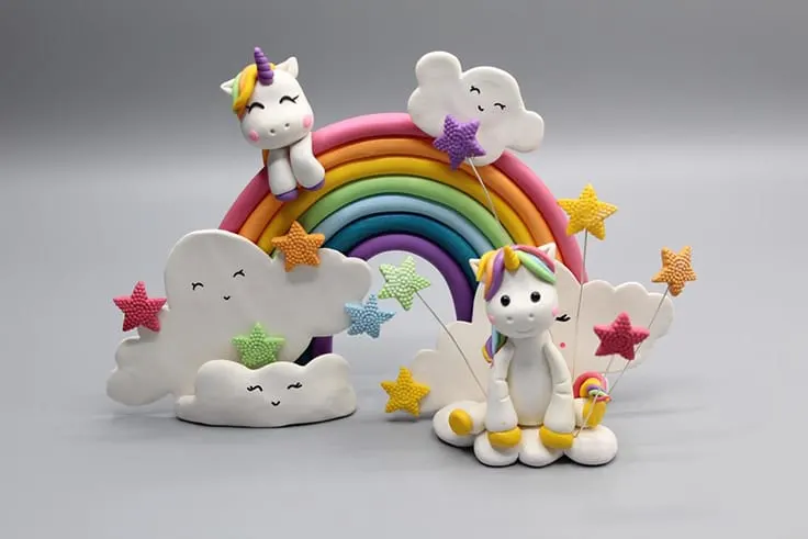 Polymer Rainbow Unicorn Cake Topper