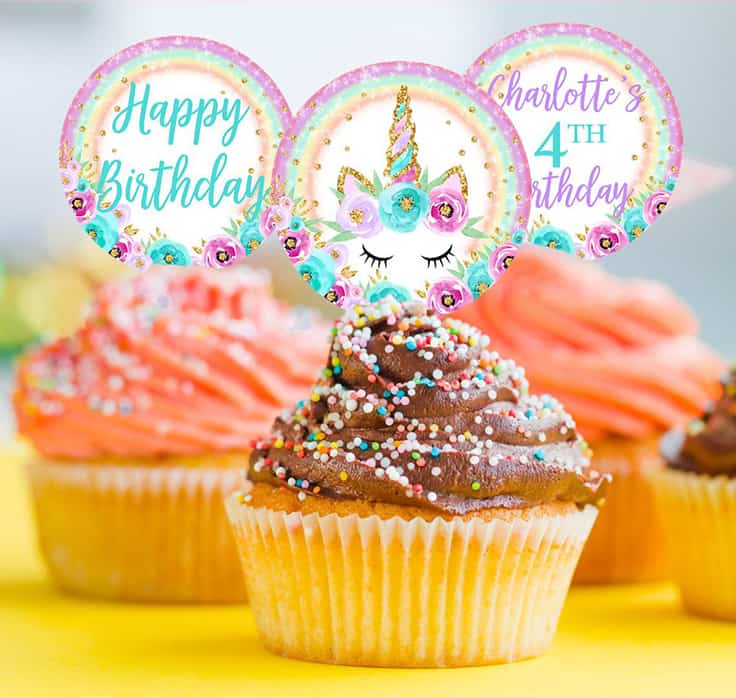 Printable Unicorn Cupcake Toppers