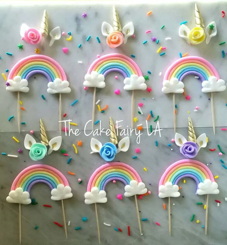 Rainbows & Unicorns Fondant Cupcake Toppers
