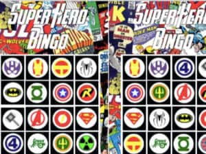Superhero Bingo Cards