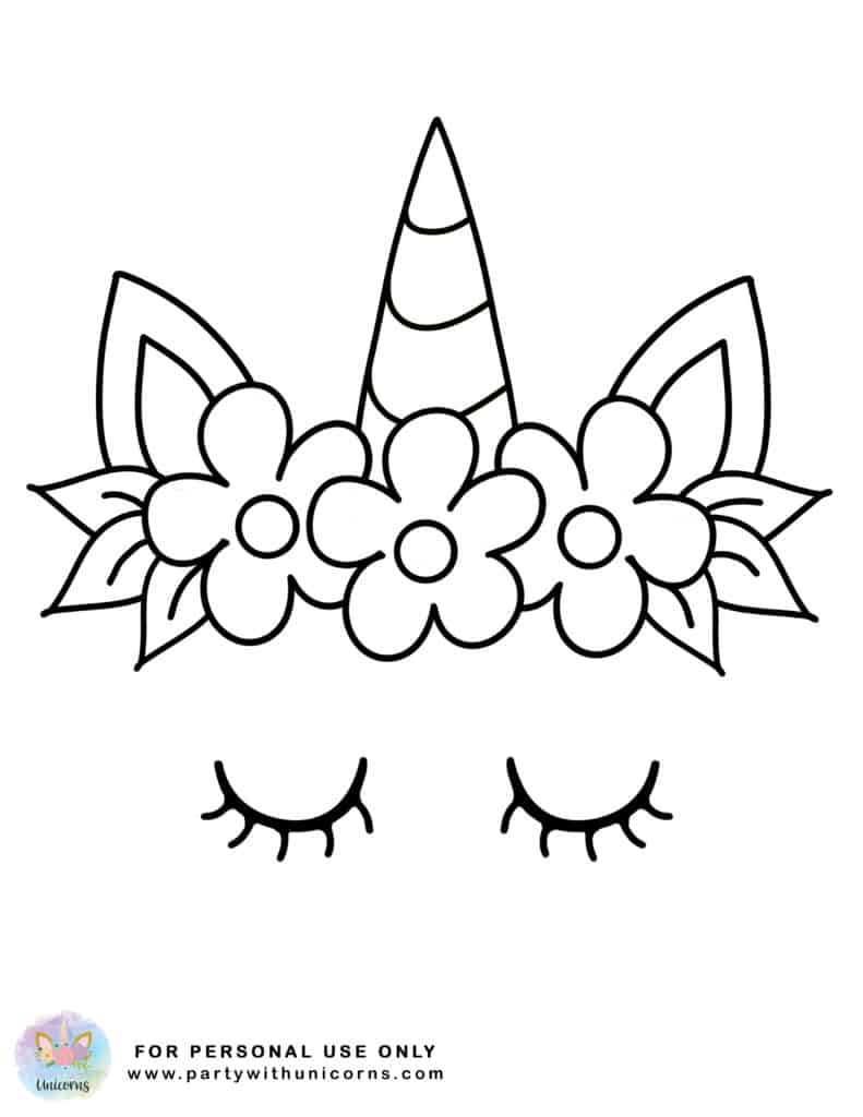 unicorn head coloring page