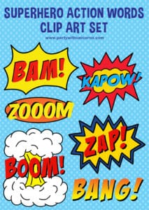 Superhero Clipart - Superhero Words - Party with Unicorns