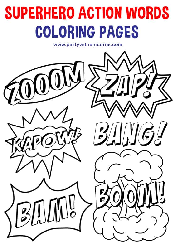 Superhero Coloring Pages Superhero Actions Party with Unicorns