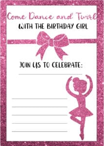 Ballerina Party Invitation Template