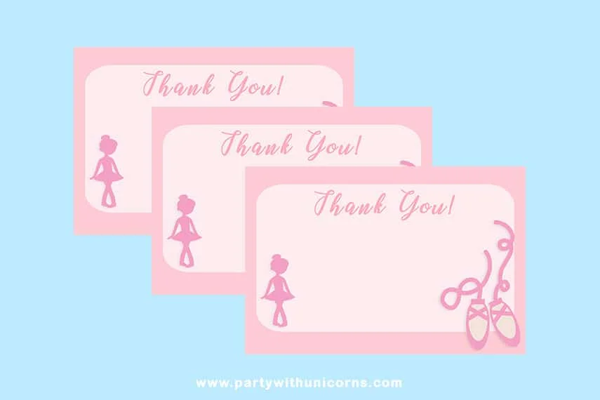 Ballerina Party Thank You Cards