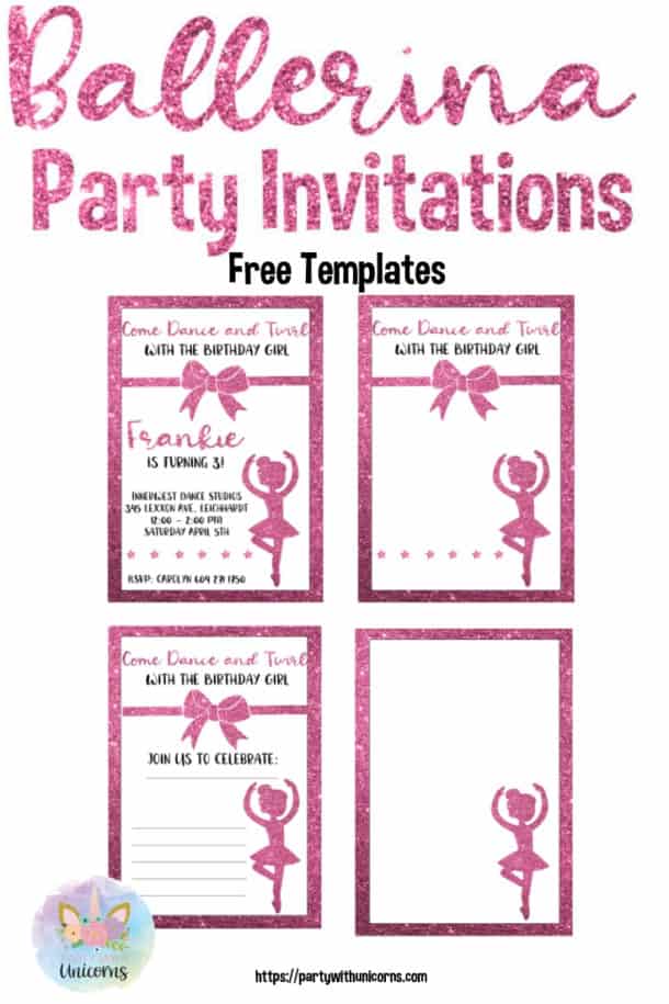 Ballerina Birthday Invitations - Free Download - Party with Unicorns