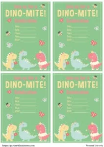 Girls Dinosaur Party Invitation