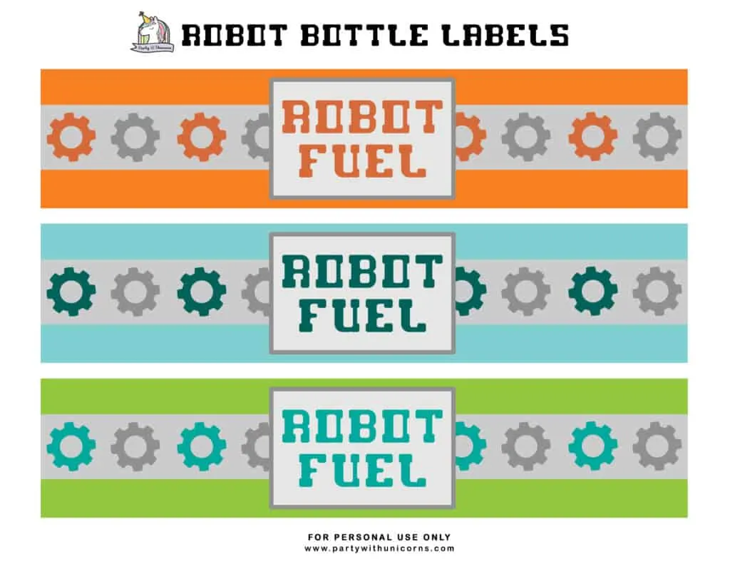 Robot Bottle Labels