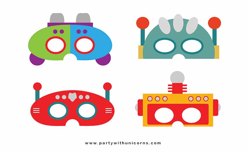Robot Masks Templates Party With Unicorns