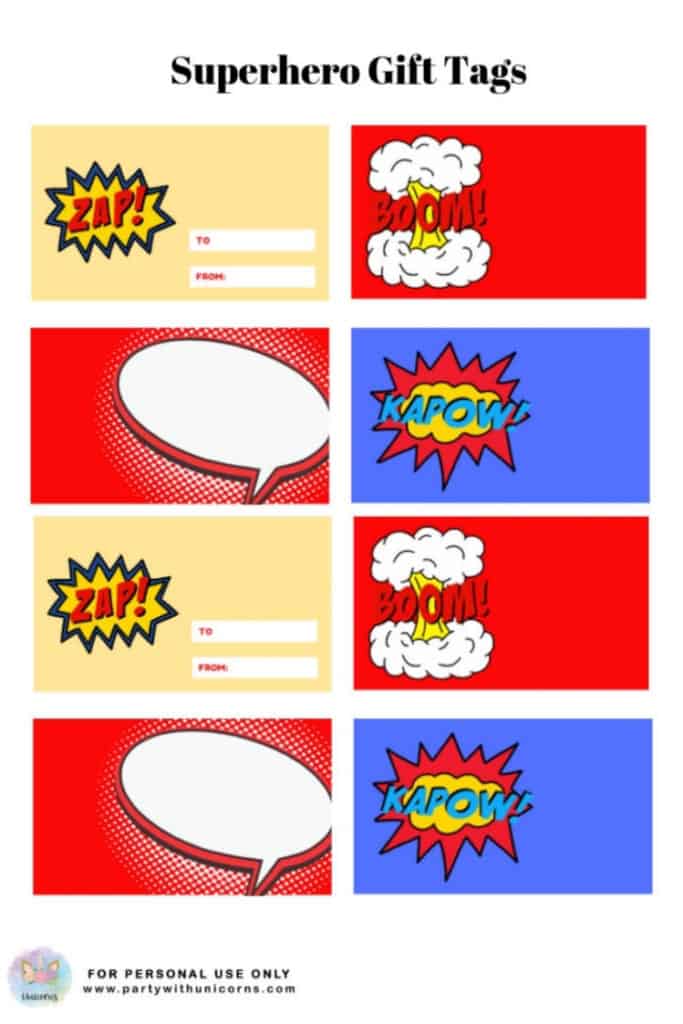 Superhero Gift Tags