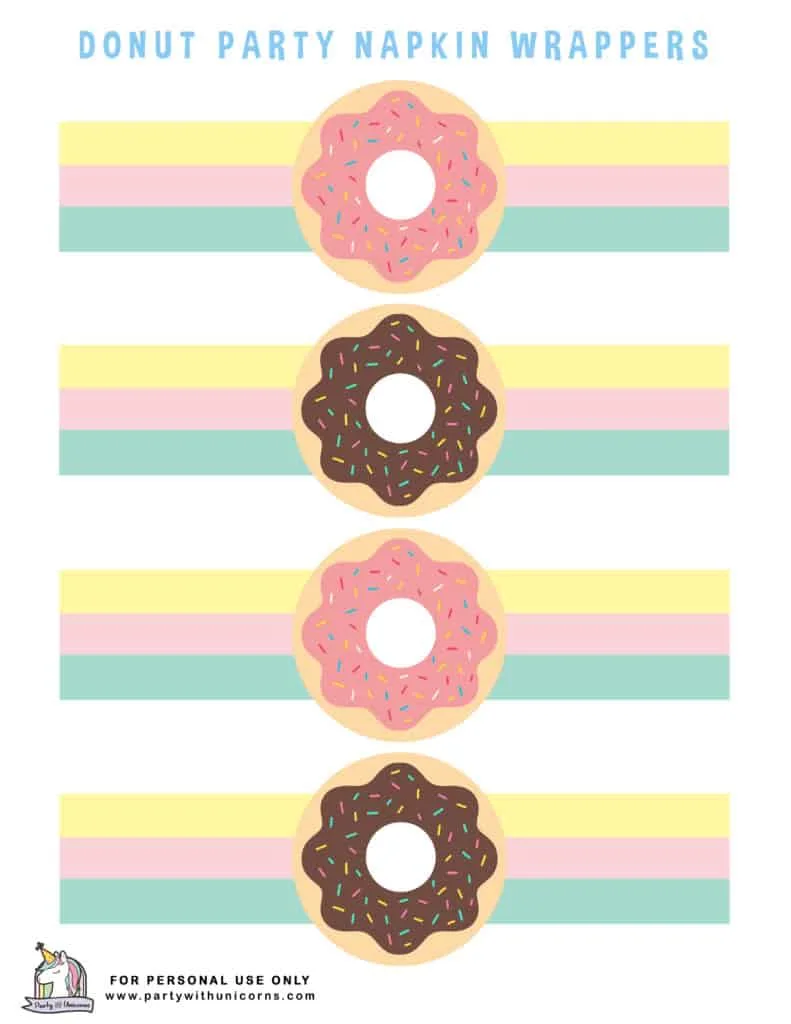 DONUT Printables NAPKIN WRAPPERS