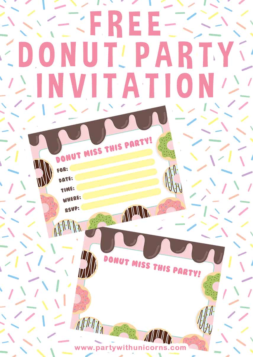 Donut Party Invitation Free Download Party with Unicorns