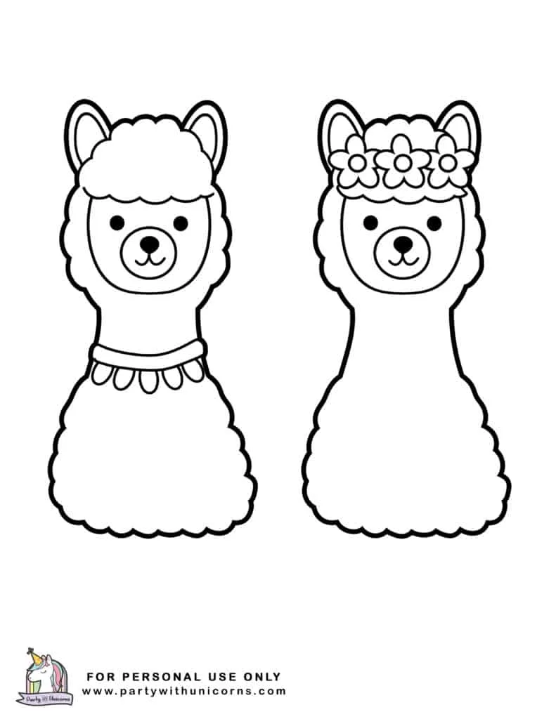 Llama Coloring Pages   Free Download   Party with Unicorns