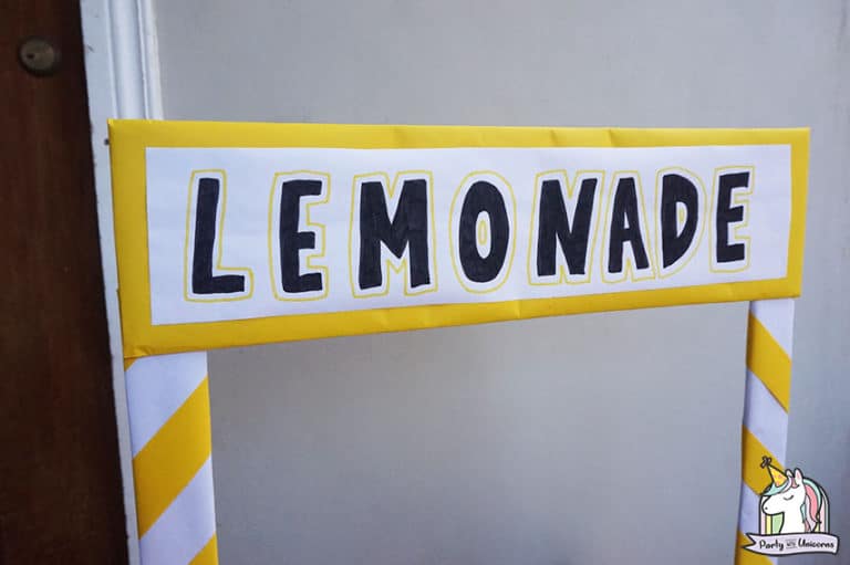 DIY Cardboard Lemonade Stand for Kids Party with Unicorns