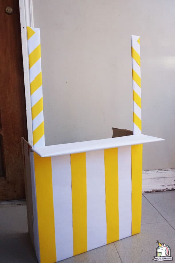 DIY Cardboard Lemonade Stand for Kids Party with Unicorns