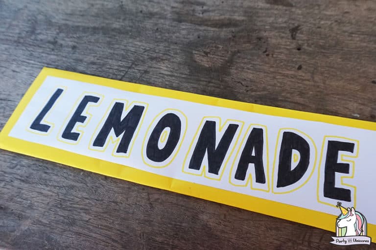 DIY Cardboard Lemonade Stand for Kids Party with Unicorns