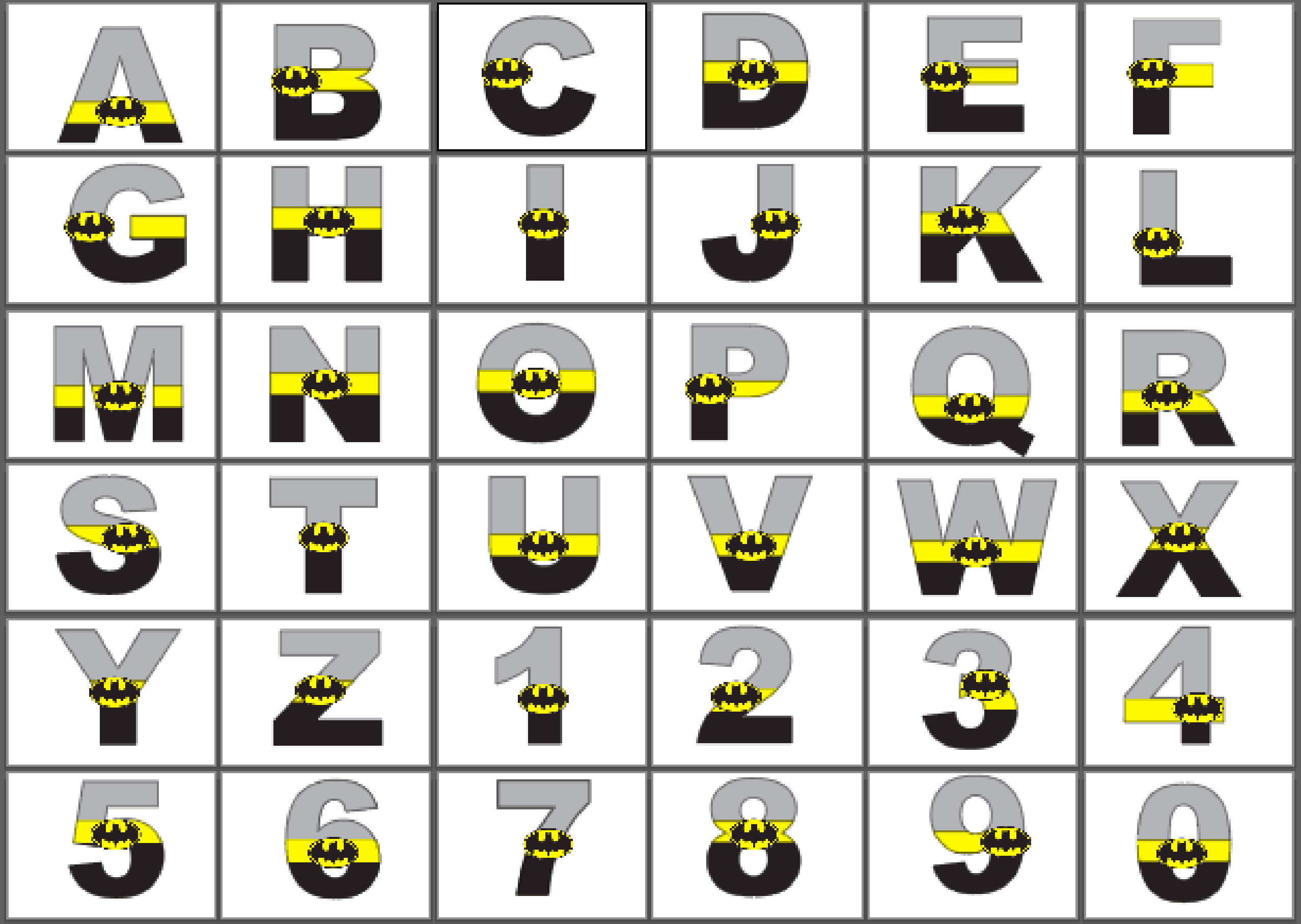 Printable Batman Alphabet Letters