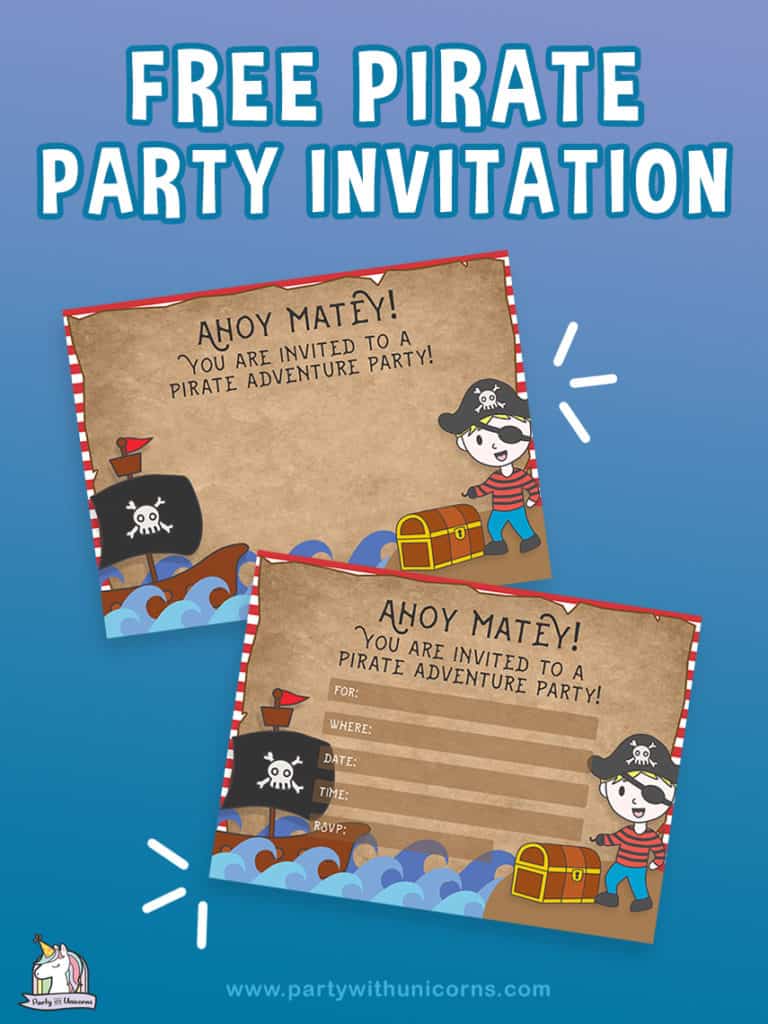 free printable pirate party invitations