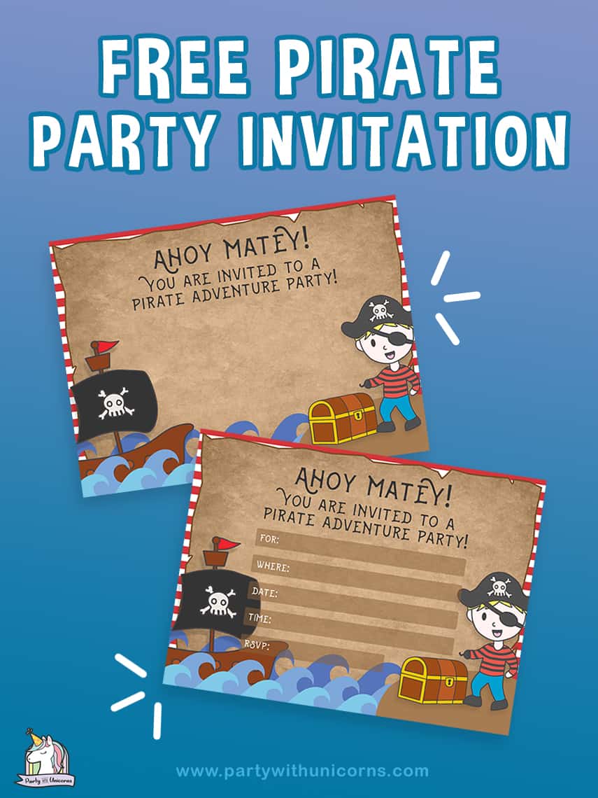 Free Printable Pirate Party Invitations - Party with Unicorns