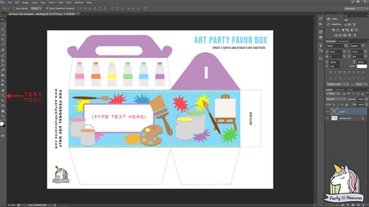 Art Party Favor Box - Free Printable - Party with Unicorns