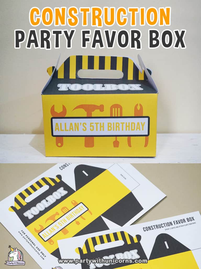 Toolbox party Favor template