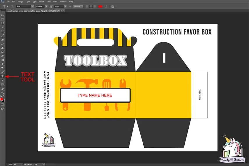 Toolbox Favor template photo