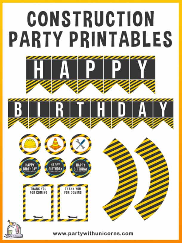 Free Construction Party Printables - Party with Unicorns