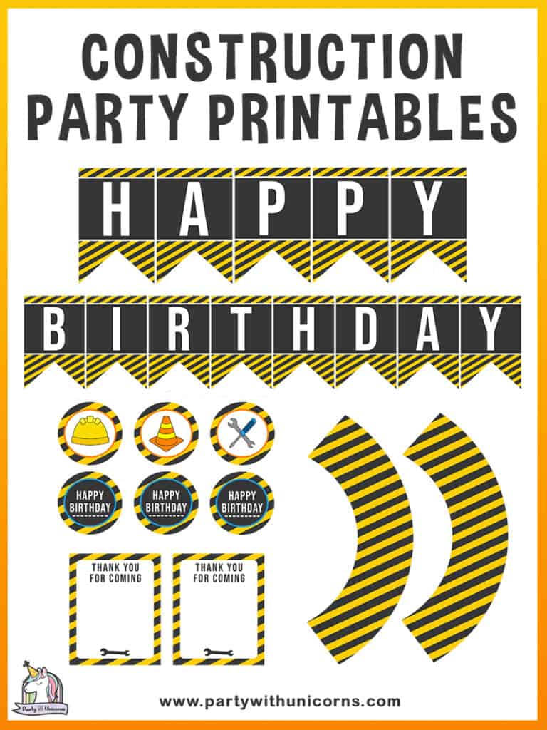 Free Construction Party Printables - free printable roblox thank you