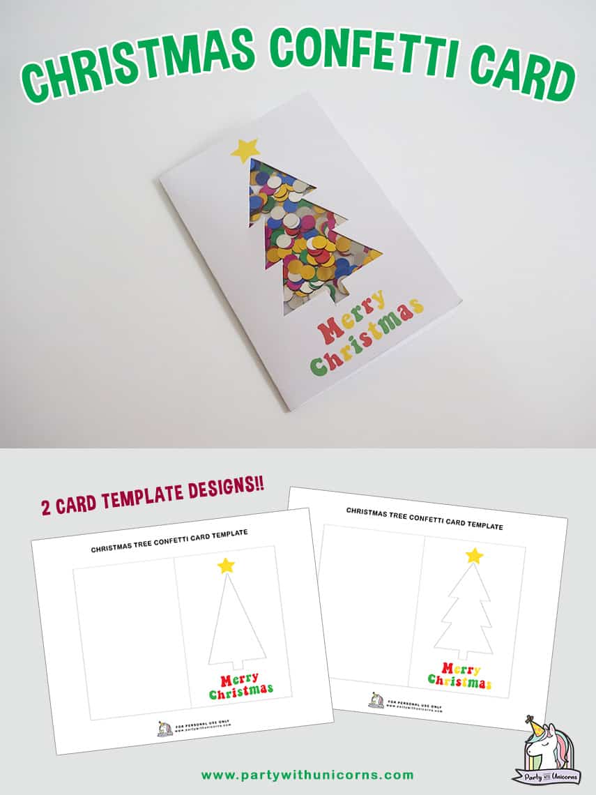 Christmas Confetti Card Craft for Kids Party with Unicorns