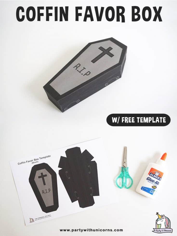 Free Halloween Coffin Favor Boxes Template Party with Unicorns