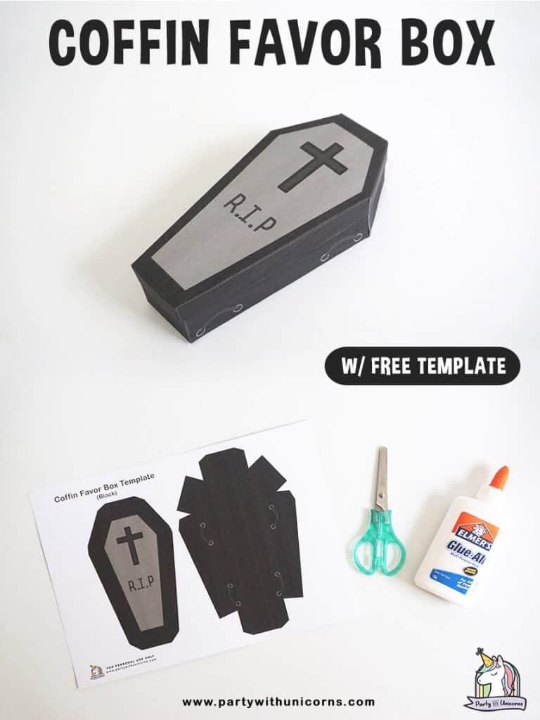 Coffin box template Halloween box with lid Cardboard cutout Paper